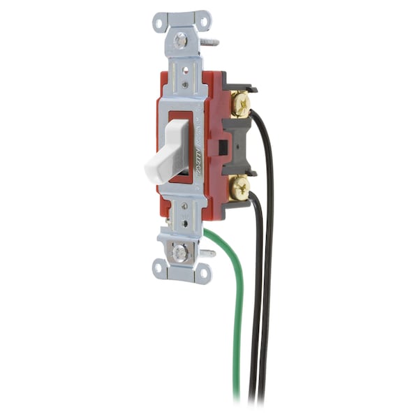 Hubbell Wiring Device-Kellems Hubbell PRO Series, Toggle Switches, AC, 3 Way, 20A 120/277VAC, Back/Side Pre-Wired w/ 8", N12 THHN 1223PWW - main